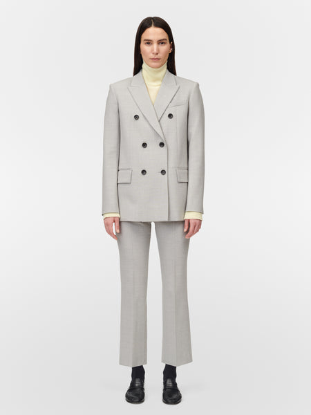 6-Button Double Breasted Blazer in Pale Grey Melange