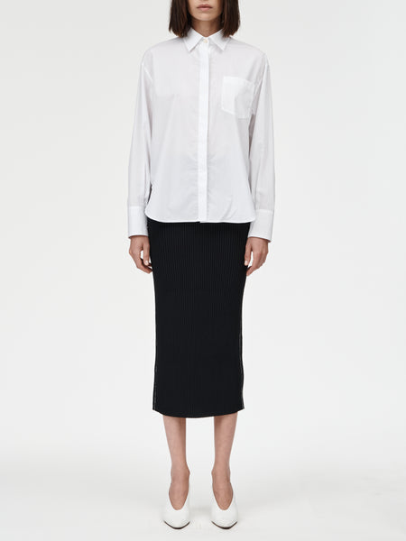 Oversized Covered Placket Shirt in White