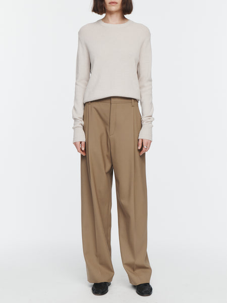 Mid Rise Pleat Front Trouser in Toffee