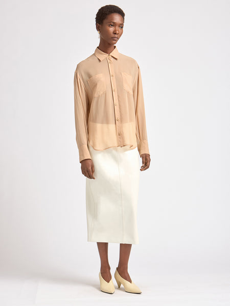 Two Pocket Sheer Shirt in Nude