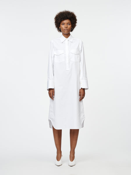 Split Sleeve Shirt Dress in White