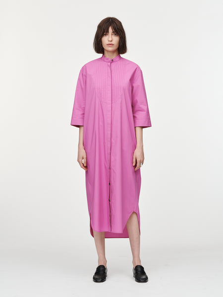 Banded Collar Dress in Fuschia Pink