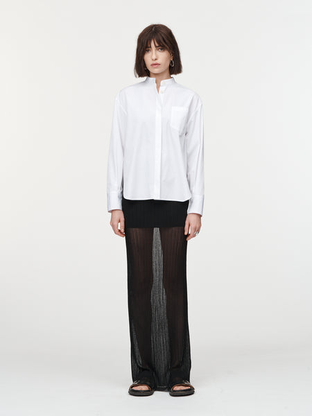 Banded Collar Shirt in White