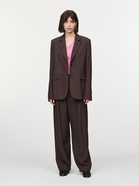 Double Pleat Front Trouser in Chocolate