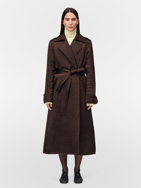 Quilted Trench Coat in Chocolate