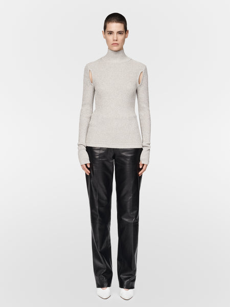 Ribbed Turtleneck in Silver