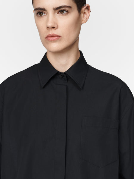 Oversized Covered Placket Shirt in Black