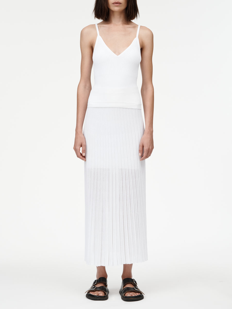 Sheer Pleat Skirt in White – Maria McManus