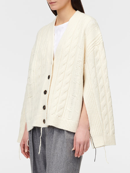 Oversized Aran Cardigan in Ivory