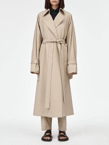 Cape Trench Coat in Sand