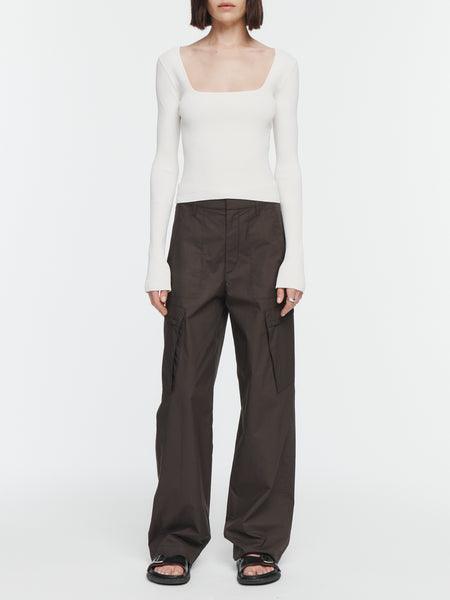 Wide Leg Cargo Pants in Chocolate Brown