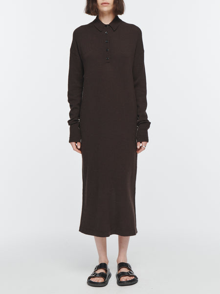 Featherweight Polo Dress in Chocolate Brown