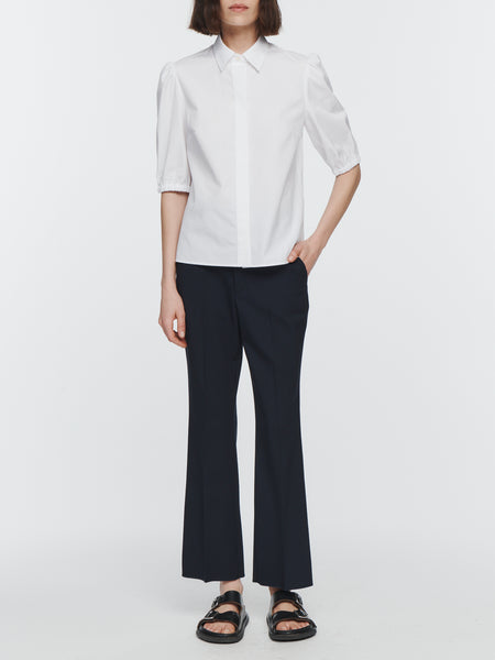 Puff Sleeve Slim Shirt in White