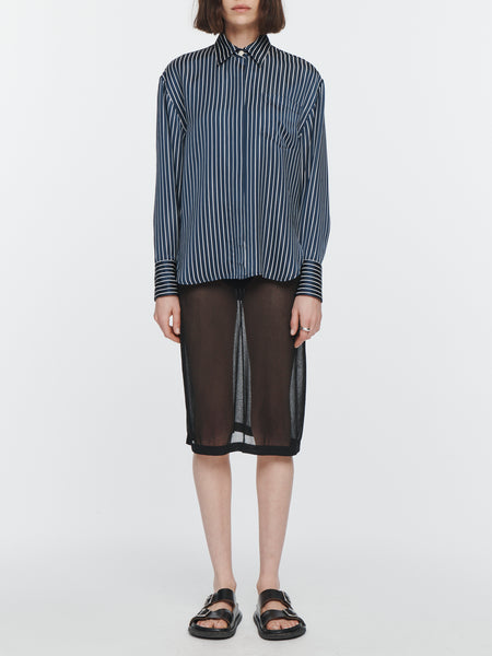 Concealed Placket Shirt in Midnight Stripe