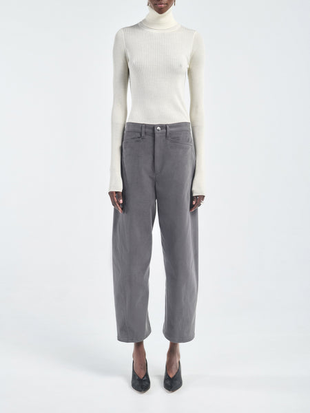 Bow Leg Crop Jean in Smoke Grey