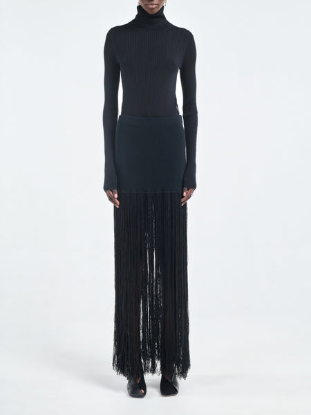 Hand Knot Skirt  in Black