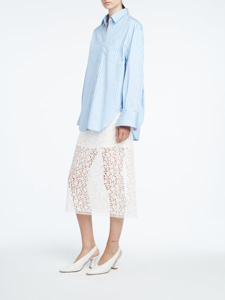 Lace Ruched Skirt in White