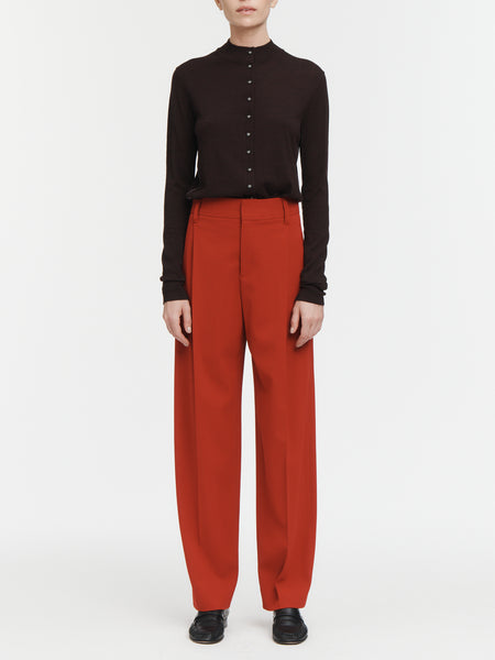 Mid Rise Single Pleat Front Trouser in Hunting Red