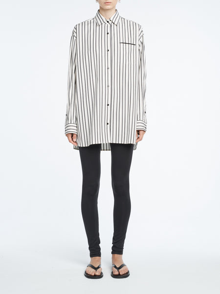 A Line Tunic Shirt in Ivory Stripe