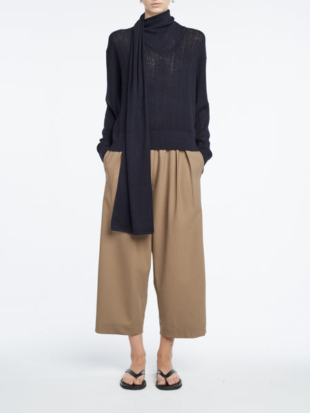 Drop Needle Scarf Sweater in Midnight Navy