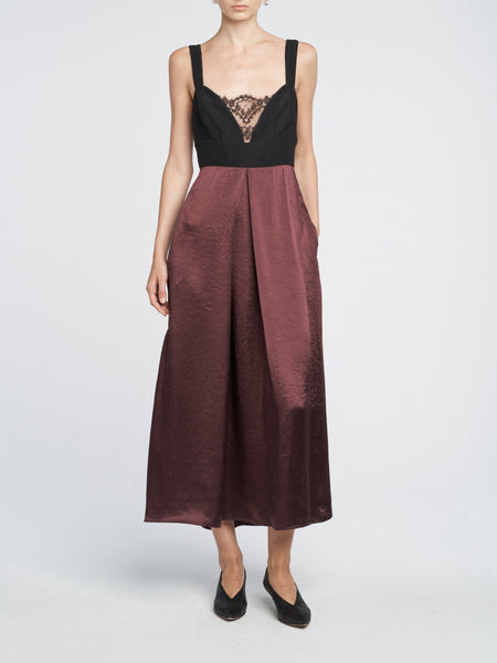 Lace Bustier Dress in Black/Plum