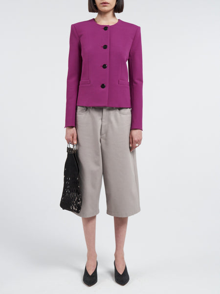 Four Button Shrunken Jacket in Magenta