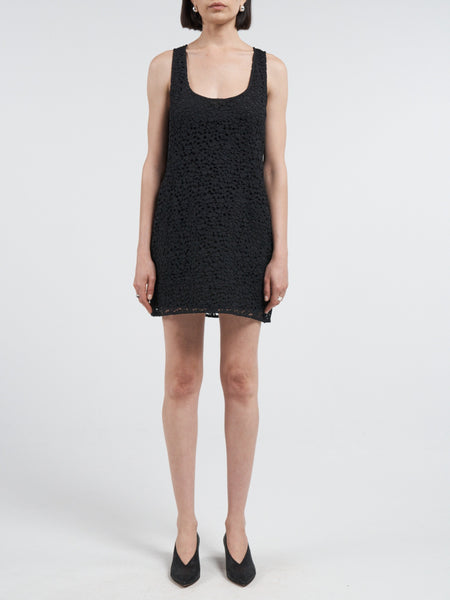 Lace Tank Cocoon Dress in Black