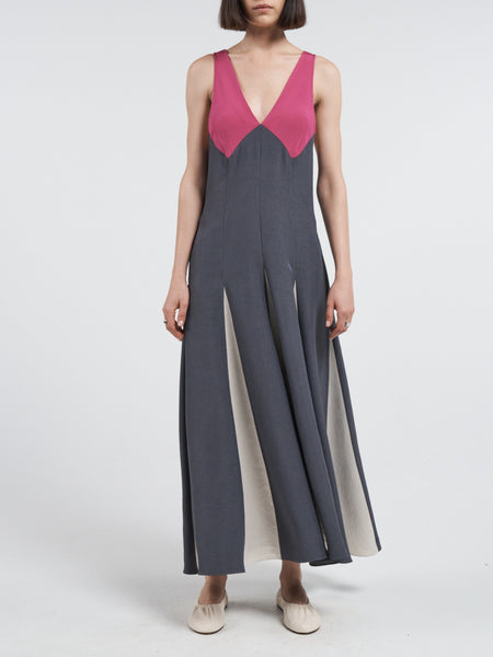 V-Neck Color Block Dress in Color Block