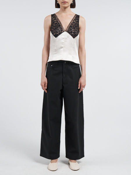 V-Neck Lace Detail Top in Ivory