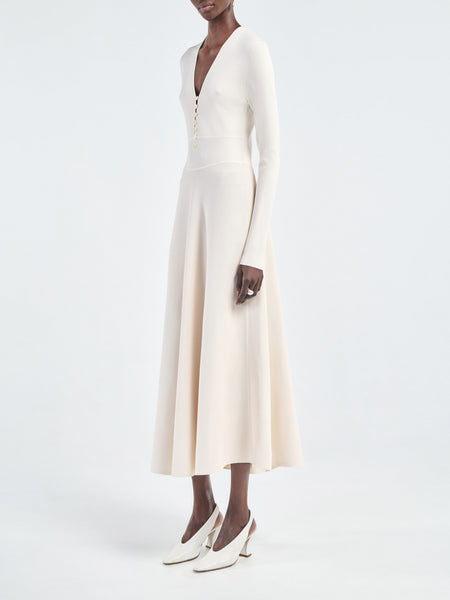 Button Front Dress in Ivory