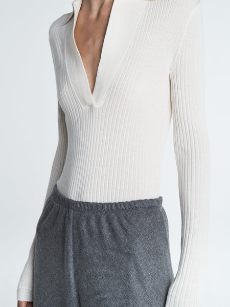 Single Button Polo  in Ivory