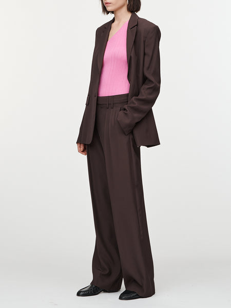 Double Pleat Front Trouser in Chocolate