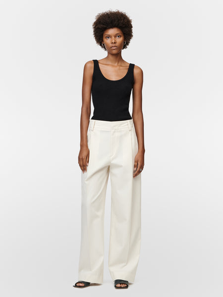 Mid Rise Pleat Front Pant in Ivory