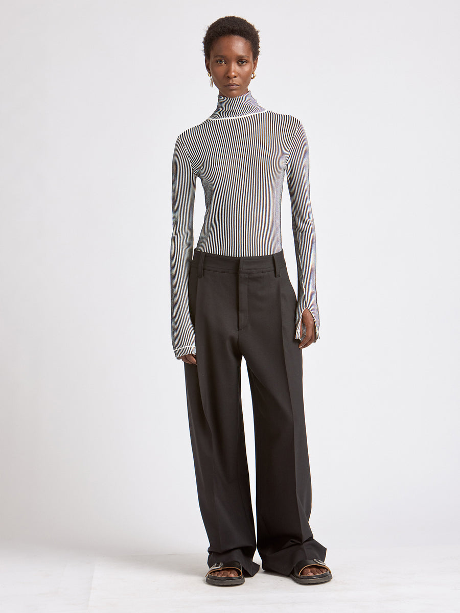 Vertical Stripe Turtleneck in Black & Ivory Stripe – Maria McManus