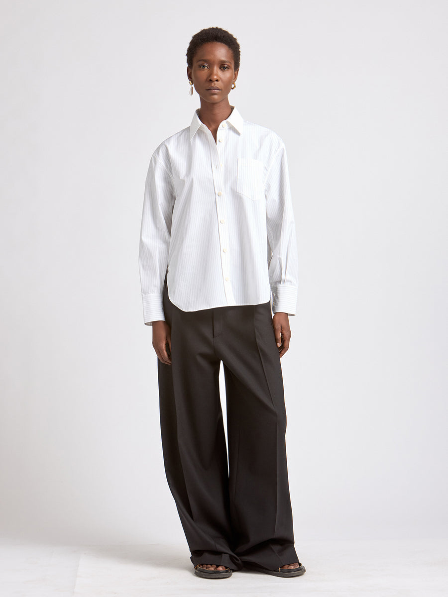 Organic Cotton Oversized Shirt in Fine Stripe – Maria McManus